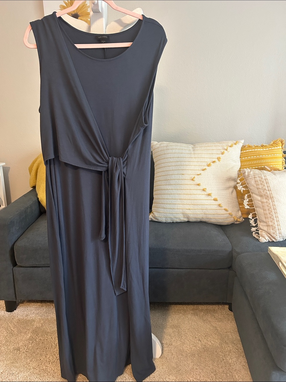 J. Jill Sleeveless Tie-Front Maxi Dress in Blue